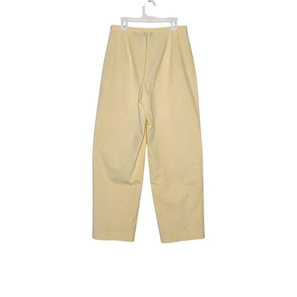 Talbots Yellow Gingham High Rise Ankle Pants Cotton Blend Women's 4 Cottagecore
